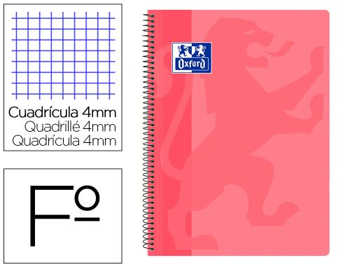 Caderno espiral oxford school classic capa polipropileno folio 80 folhas quadricula 4 mm com margem rosa chiclet , Oxford , 154761 , 8412771023928